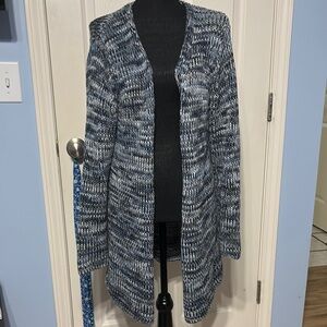 J. Jill Blue and Gray Chunky Knit Cardigan